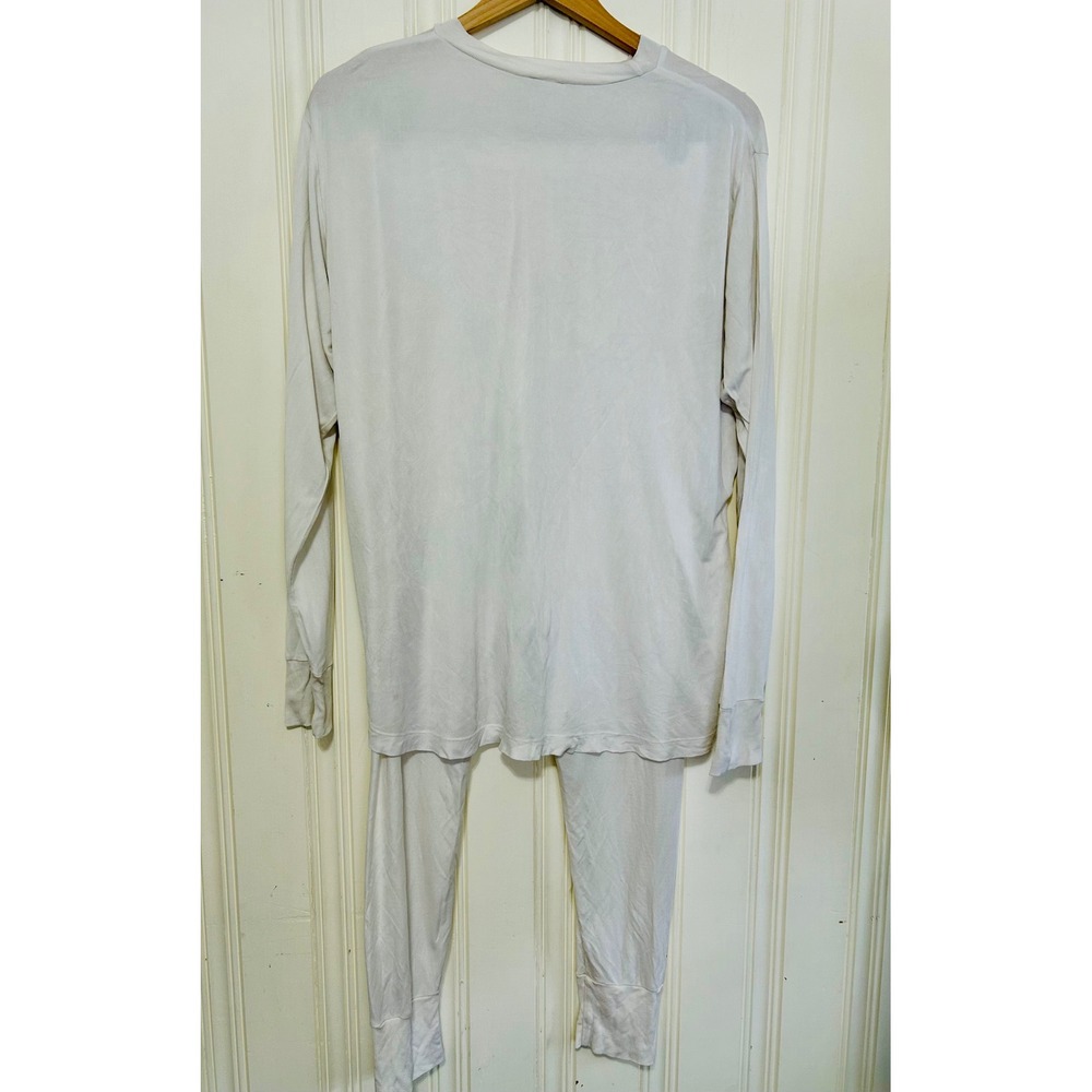 Lands End Womens 2X White 100% Silk Long Sleeve Shirt Leggings Base Layer Set - Picture 2 of 11